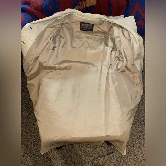 Vintage Taupe/Beige Leather Belted Trench Coat 24K by Dan di Modes Size S/M - Picture 12 of 16